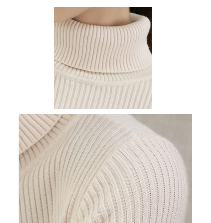 袖ボタン ニット ハイネック 長袖 。送料無料 ホワイト グリーン ブラック ブルー ピンク アイボベージュ テラコッタ 