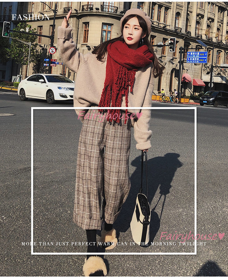 ワイドパンツ レディース 九分丈 通勤 チェック柄バギーパンツ ストレートズボンラシャ 秋冬 ビジネス おしゃれ ボ大きいサイズ 着痩せ40代50代30代 