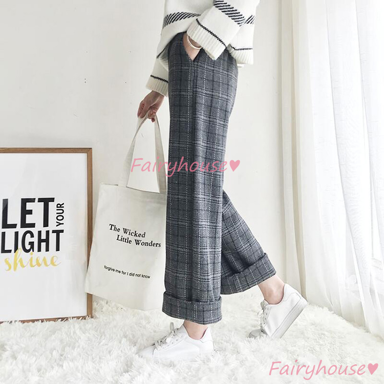 ワイドパンツ レディース 九分丈 通勤 チェック柄バギーパンツ ストレートズボンラシャ 秋冬 ビジネス おしゃれ ボ大きいサイズ 着痩せ40代50代30代 