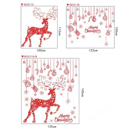2枚セット クリスマスウォールステッカー トナカイ クリスマス 店舗ディスプレイ  