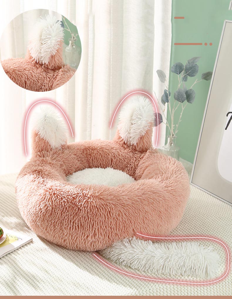 ペットベッド 丸型 ウサギ型 洗える 可愛い 猫ベッド 兎耳 ペットソファーキャット 小型犬 犬ベッド 大型犬 ふわふわ ドッグ 柔らか 中型犬 ペットクッション 