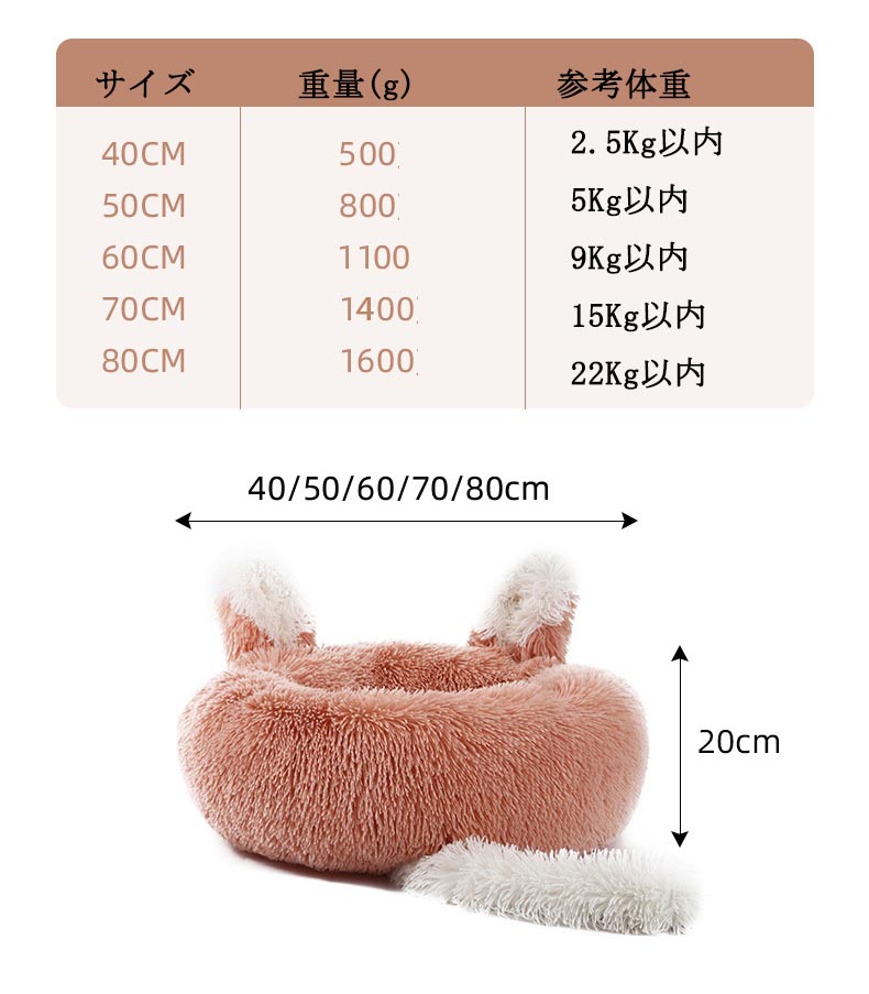 ペットベッド 丸型 ウサギ型 洗える 可愛い 猫ベッド 兎耳 ペットソファーキャット 小型犬 犬ベッド 大型犬 ふわふわ ドッグ 柔らか 中型犬 ペットクッション 