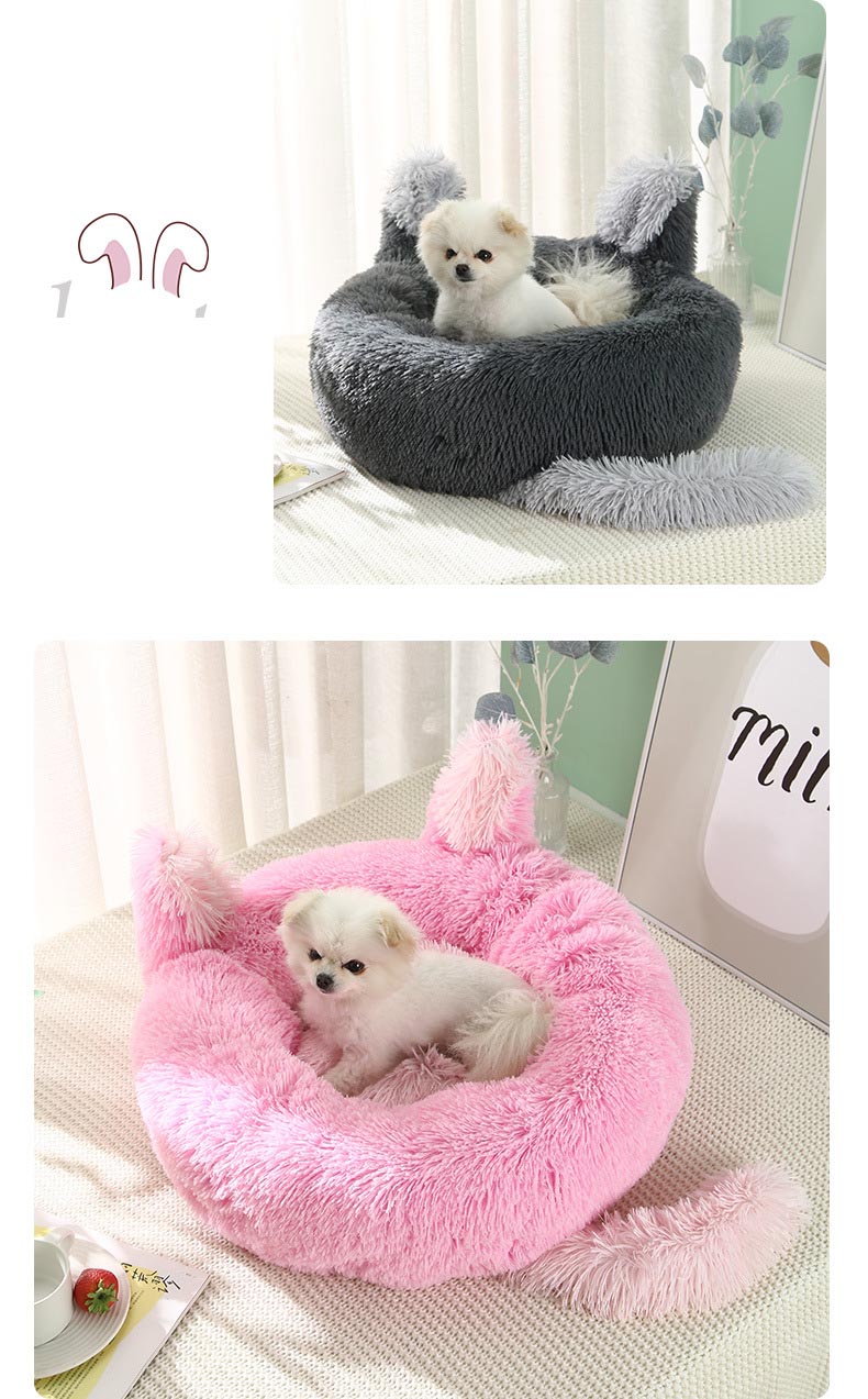 ペットベッド 丸型 ウサギ型 洗える 可愛い 猫ベッド 兎耳 ペットソファーキャット 小型犬 犬ベッド 大型犬 ふわふわ ドッグ 柔らか 中型犬 ペットクッション 