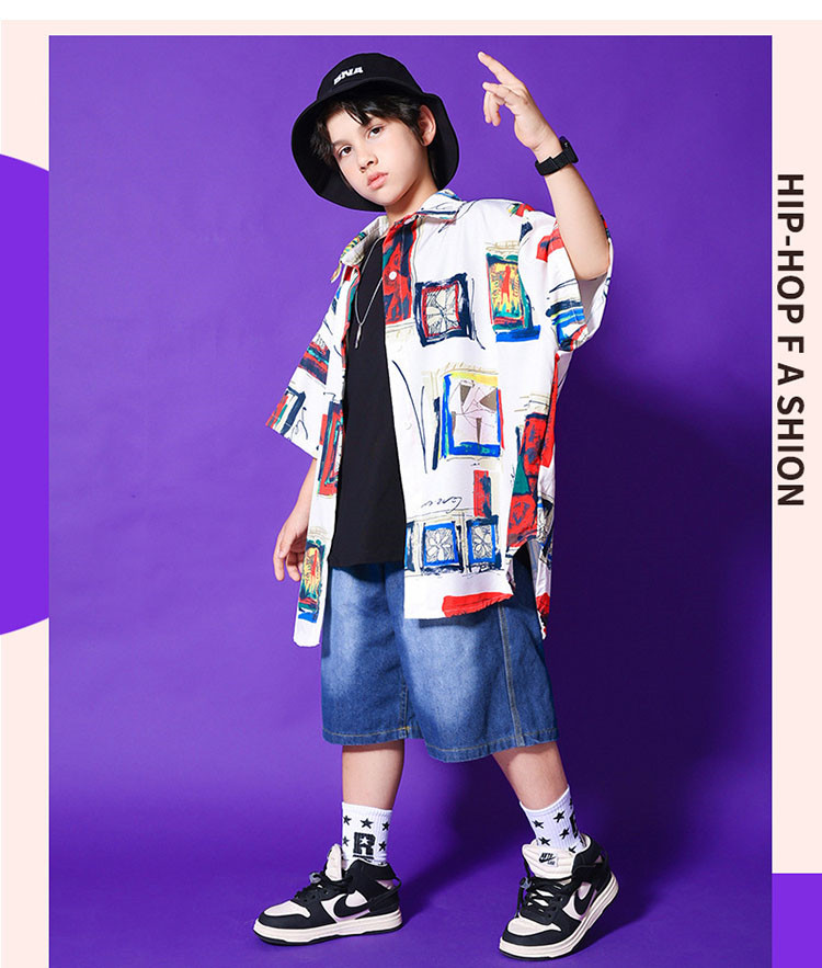 キッズダンス衣装 シャツ デニムパンツ 男の子 女の子 子供服 おしゃれ ゆるシャツ 衣装 ロングパンツ ダンス キッズダンス 韓国 ヒップホップ 衣装 キッズ 