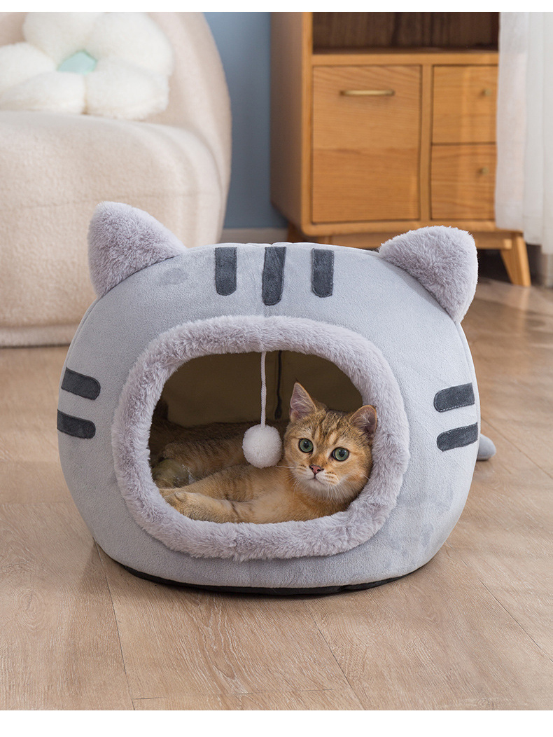 ペットベッド ドーム型 ペットハウス 秋冬用 犬ベッド 猫ベッド キャットハウス ふわふわ ボール付き 滑り止め ぐっすり眠れる 洗える おしゃれ 寒さ対策 可愛い