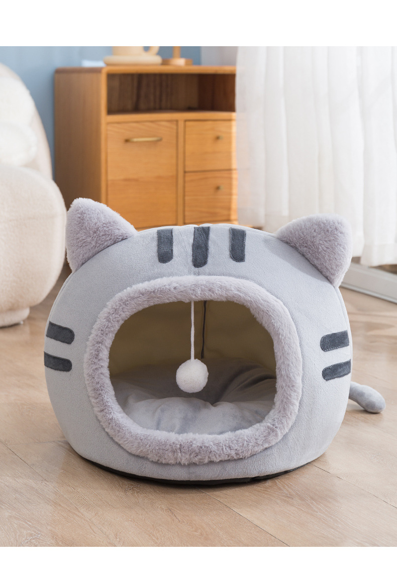 ペットベッド ドーム型 ペットハウス 秋冬用 犬ベッド 猫ベッド キャットハウス ふわふわ ボール付き 滑り止め ぐっすり眠れる 洗える おしゃれ 寒さ対策 可愛い