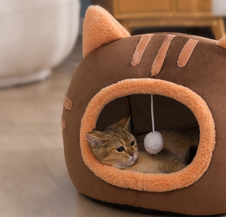 ペットベッド ドーム型 ペットハウス 秋冬用 犬ベッド 猫ベッド キャットハウス ふわふわ ボール付き 滑り止め ぐっすり眠れる 洗える おしゃれ 寒さ対策 可愛い