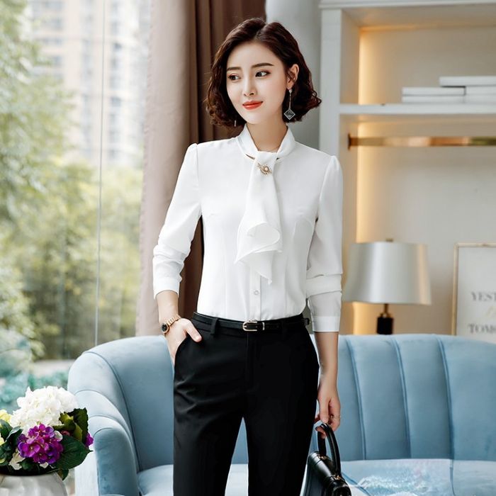 レディース シャツ ママシャツ 仕事服 2色選び トップス 着痩 ブラウス Vネック きれいめ オシャレ カジュアル風 春夏 長袖 