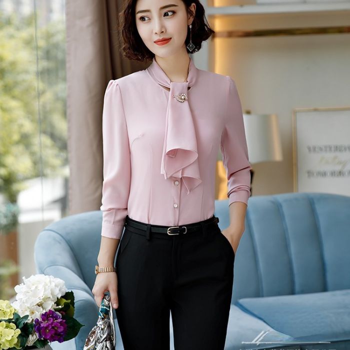 レディース シャツ ママシャツ 仕事服 2色選び トップス 着痩 ブラウス Vネック きれいめ オシャレ カジュアル風 春夏 長袖 