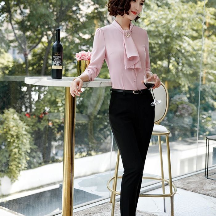 レディース シャツ ママシャツ 仕事服 2色選び トップス 着痩 ブラウス Vネック きれいめ オシャレ カジュアル風 春夏 長袖 