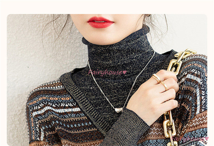 ニットトップス レディース 秋冬 40代 長袖セーター 配色 ハイネック セーター オシャレ 50代 30代 ゆったりプルオーバー 大人ニットインナー ショット丈 