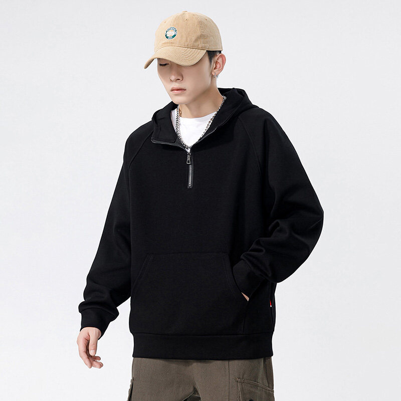 プルオーバースウェット 男女兼用 トップス ハーフジップ ポケット 無地 トップス 通学 ユニセックス スタイリッシュ 