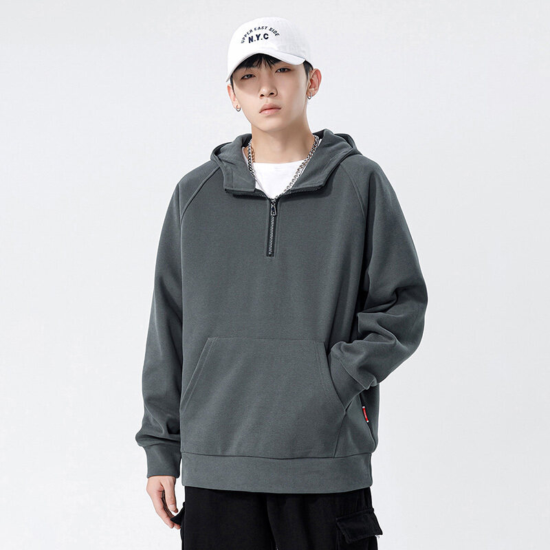 プルオーバースウェット 男女兼用 トップス ハーフジップ ポケット 無地 トップス 通学 ユニセックス スタイリッシュ 