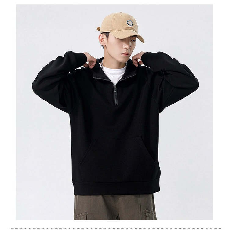 プルオーバースウェット 男女兼用 トップス ハーフジップ ポケット 無地 トップス 通学 ユニセックス スタイリッシュ 