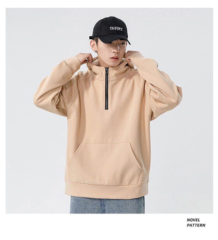 プルオーバースウェット 男女兼用 トップス ハーフジップ ポケット 無地 トップス 通学 ユニセックス スタイリッシュ 