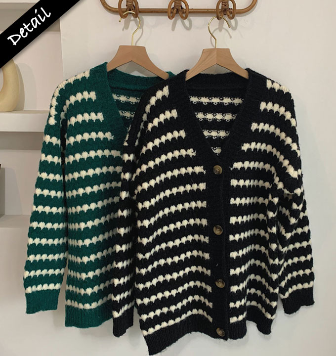 オーバーサイズ カーディガン レディース 秋冬 ボーダー カジュアル グリーン ブラック フリーサイズ ゆったり 