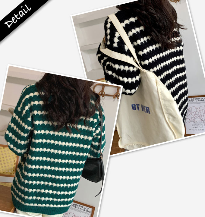 オーバーサイズ カーディガン レディース 秋冬 ボーダー カジュアル グリーン ブラック フリーサイズ ゆったり 