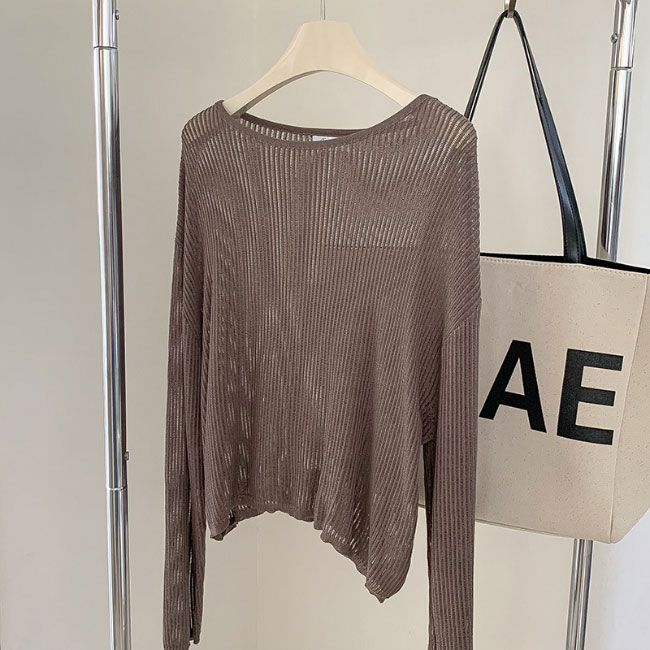 送料無料 ニット 透け感 レディース セーター 薄手 重ね着 ニットセーター 透け透けお洒落 ボートネック 長袖 トップス ニットブラウス 秋 サマーニット 春 