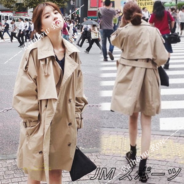 トレンチコート レディース ロング丈 アウター 長袖 トップス オフィス ダブルボタン通勤 ファッション ゆったり カジュアル 着痩せ 格好いい 