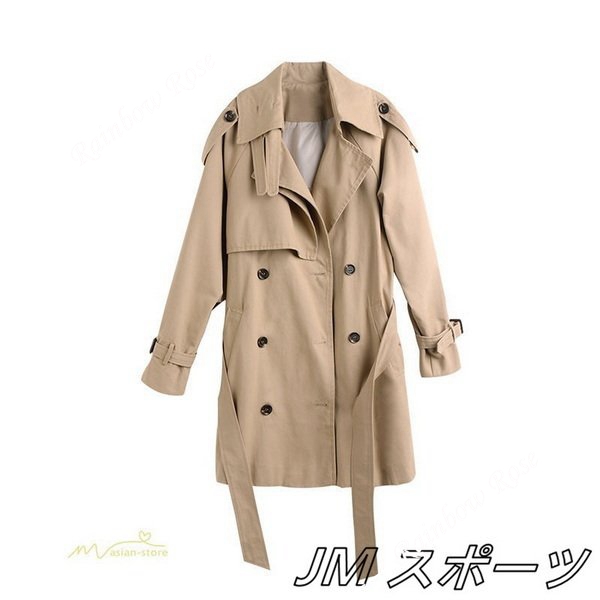 トレンチコート レディース ロング丈 アウター 長袖 トップス オフィス ダブルボタン通勤 ファッション ゆったり カジュアル 着痩せ 格好いい 
