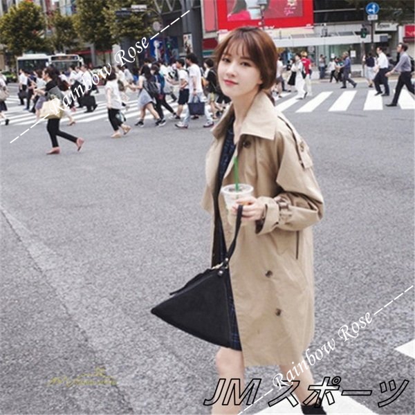 トレンチコート レディース ロング丈 アウター 長袖 トップス オフィス ダブルボタン通勤 ファッション ゆったり カジュアル 着痩せ 格好いい 