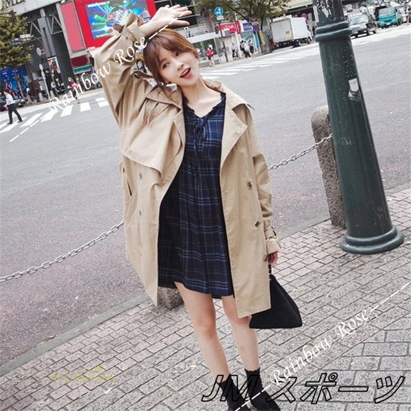 トレンチコート レディース ロング丈 アウター 長袖 トップス オフィス ダブルボタン通勤 ファッション ゆったり カジュアル 着痩せ 格好いい 