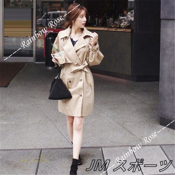 トレンチコート レディース ロング丈 アウター 長袖 トップス オフィス ダブルボタン通勤 ファッション ゆったり カジュアル 着痩せ 格好いい 