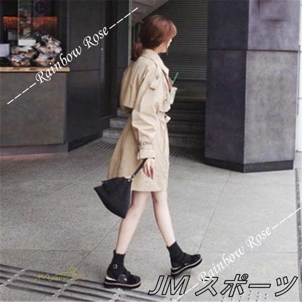 トレンチコート レディース ロング丈 アウター 長袖 トップス オフィス ダブルボタン通勤 ファッション ゆったり カジュアル 着痩せ 格好いい 