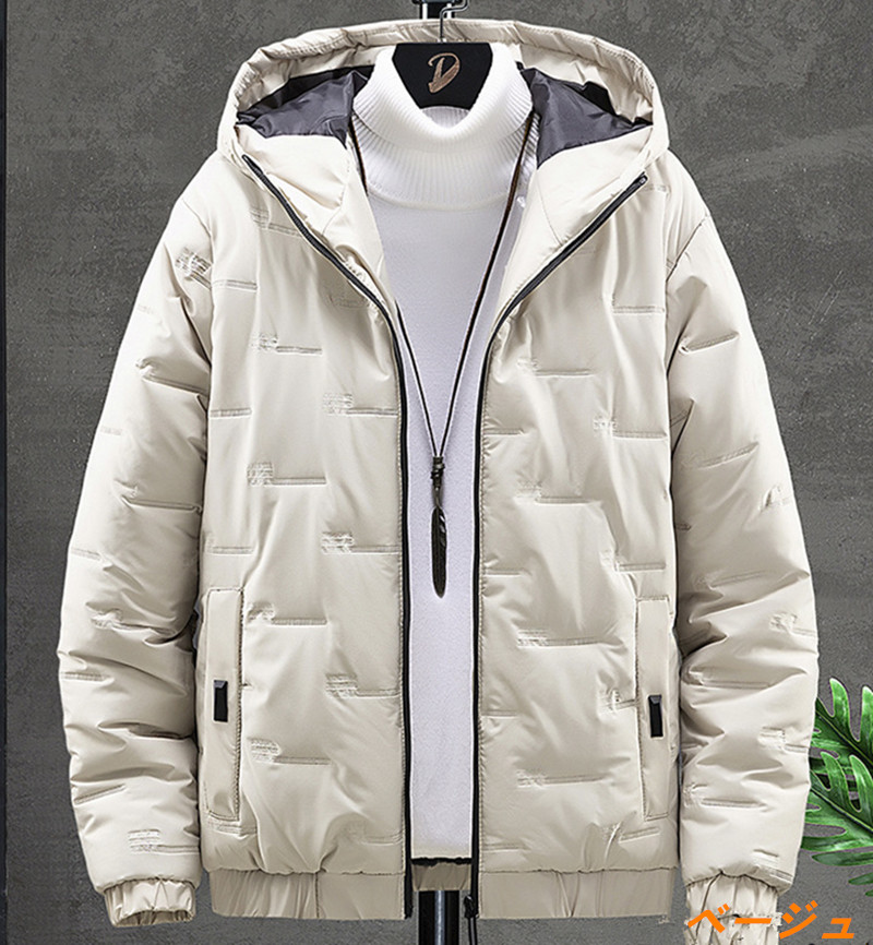 秋と冬 メンズ パッド入りフード付きジャケット韓国 大サイズ スタンド ジャケット厚く暖かいカジュアル パッド入りジャケット 30代 20代 