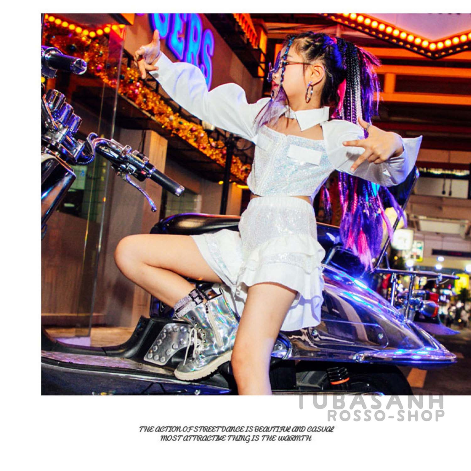 ダンス 衣装 キッズ 可愛い 白 スパンセット ヒップホップ ジャズダンス 練習着 へそ出し ガールズ HIPHOP チアガール 応援団 