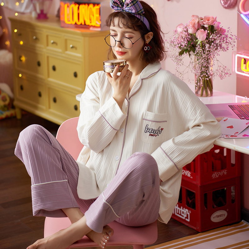 パジャマ ルームウェア レディース 春秋冬 長袖パジャマ 前開きパジャマシャツ 寝巻き ゆったり部屋着 韓国風 上下セットシンプル 可愛い ルームウェア 