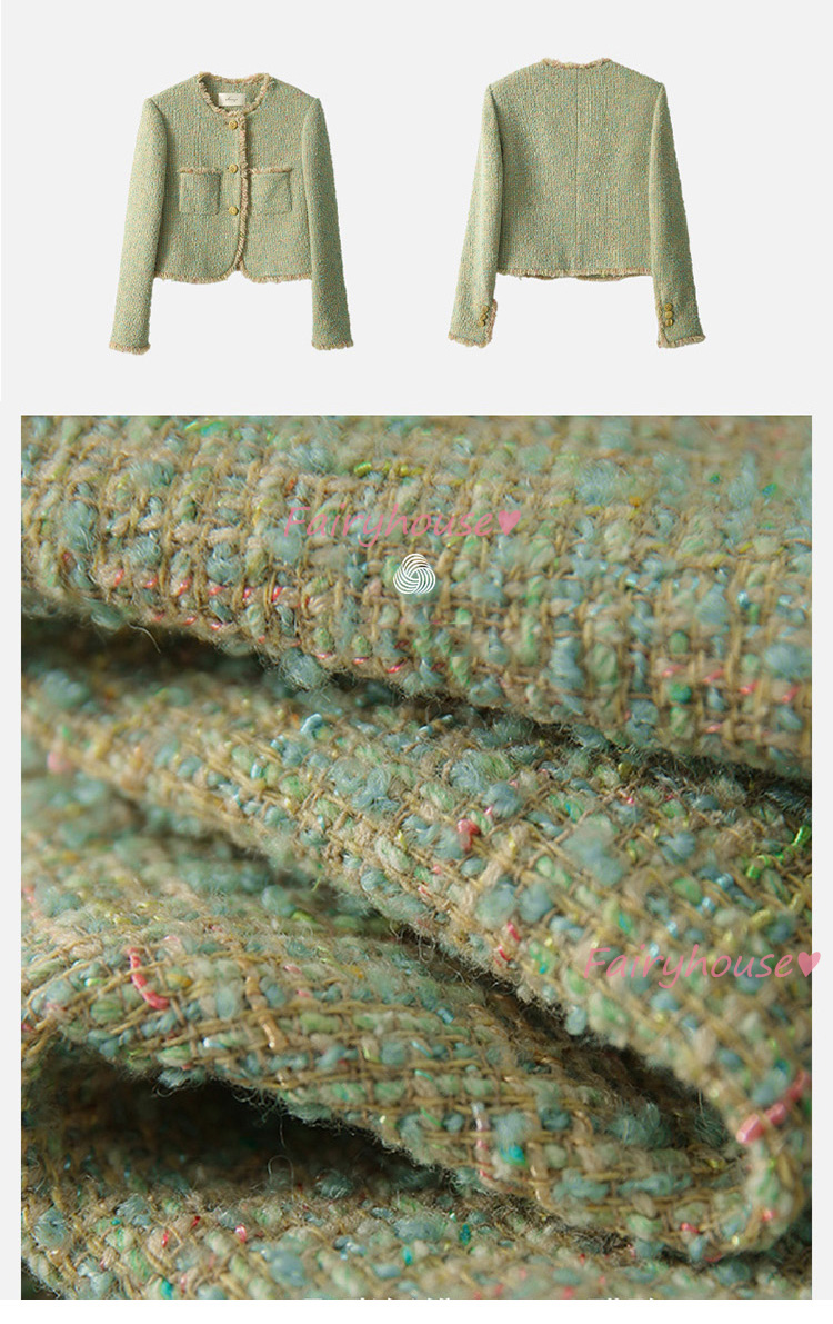 ツイードジャケット レディース 40代 長袖ノーカラージャケット ショット丈ツイードコート 春コートアウター 秋服 50代 卒業式30代 入学式 大人韓国風 通勤OL 