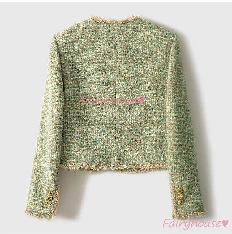 ツイードジャケット レディース 40代 長袖ノーカラージャケット ショット丈ツイードコート 春コートアウター 秋服 50代 卒業式30代 入学式 大人韓国風 通勤OL 