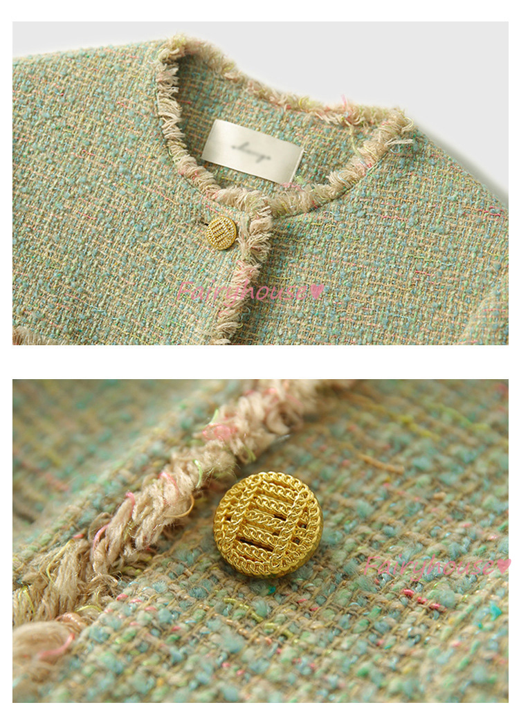 ツイードジャケット レディース 40代 長袖ノーカラージャケット ショット丈ツイードコート 春コートアウター 秋服 50代 卒業式30代 入学式 大人韓国風 通勤OL 