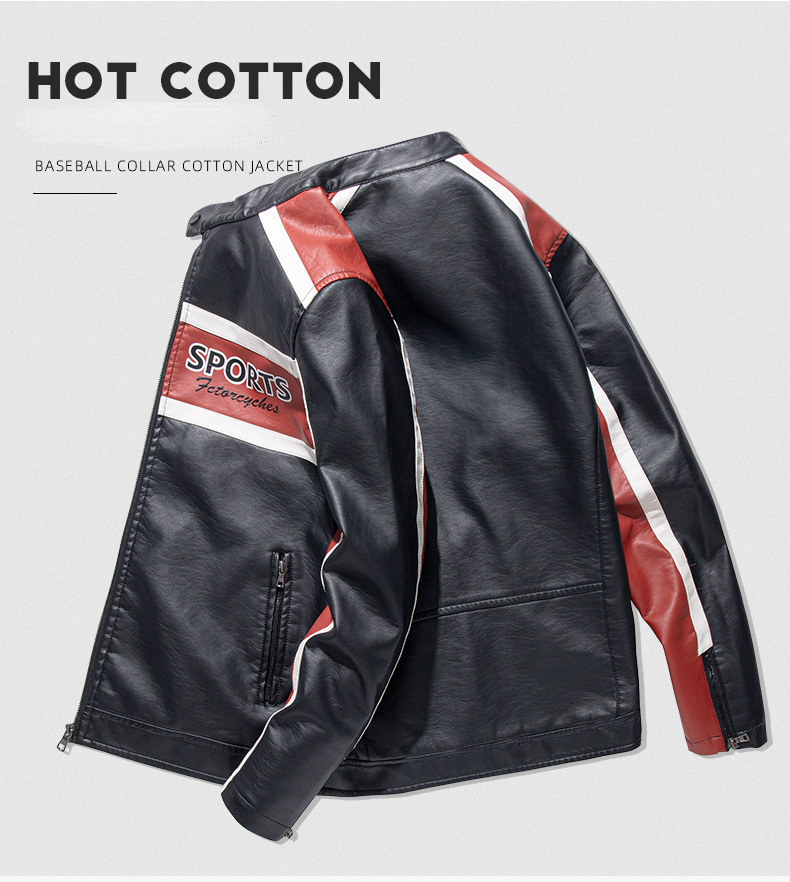 革ジャン PUレザー ジャケット バイク メンズ 立ち襟 カラー配色 おしゃれ 英文字 秋物 アメカジ ライダースジャケット バイク用ブルゾン 