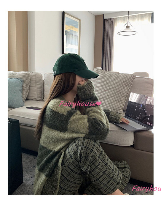 ニットカーディガン レディース 秋冬 40代 長袖ニットコーディガン 配色ボーダー ショット丈セーター ゆったりアウター おしゃれ Vネックカーディガン 韓国風 