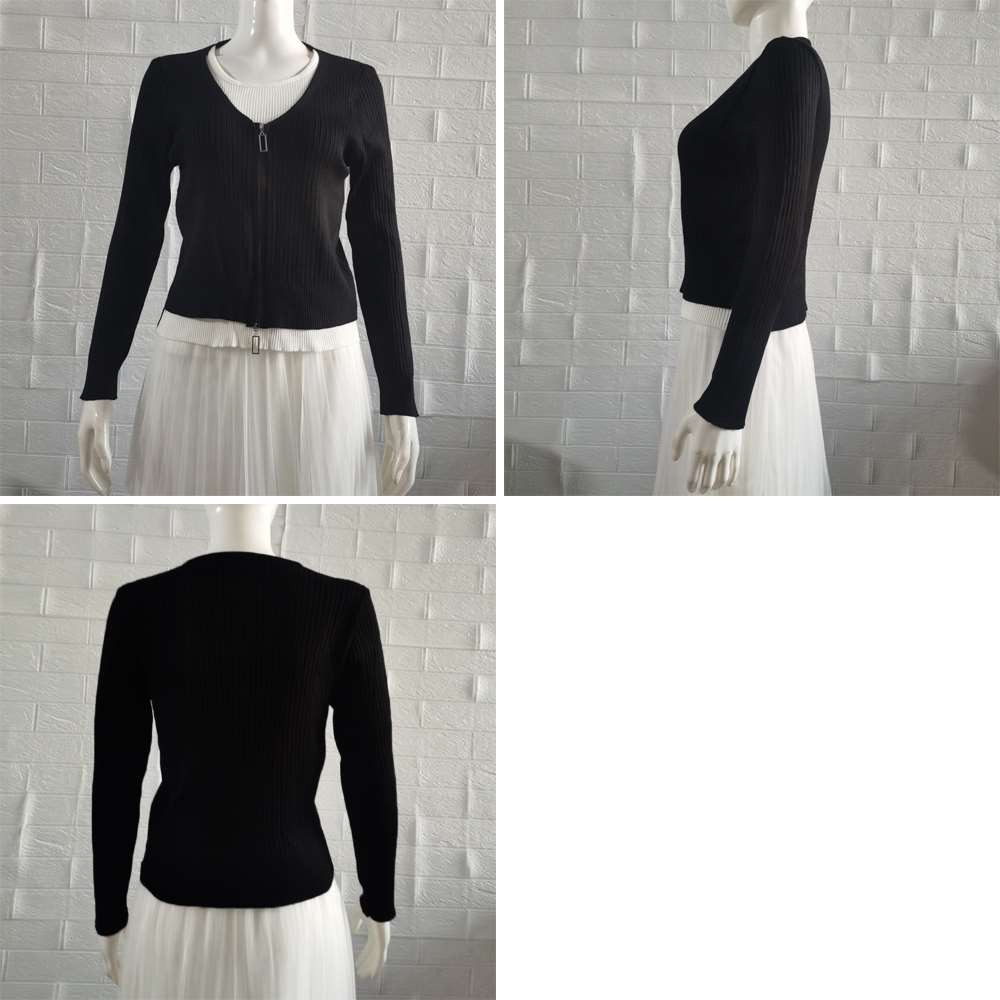 レイヤード風 ニット トップス バイ  