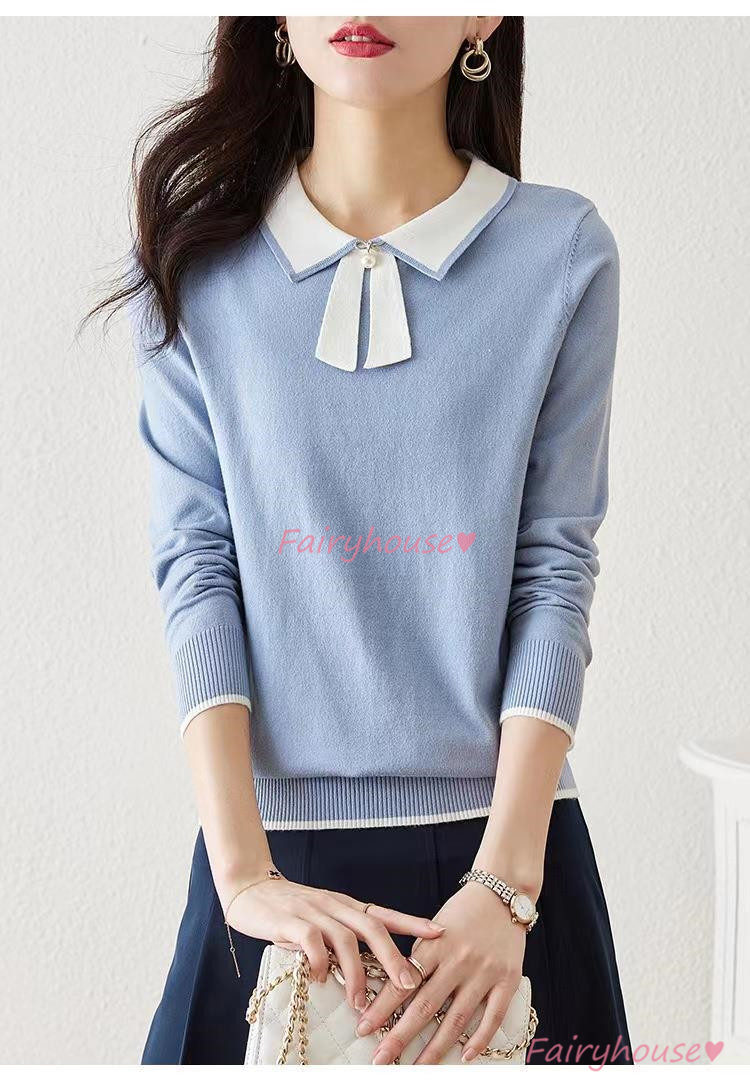 ニット セーター トップス レディース 秋冬 ラウンネック 着痩せ カジュアルニット ニットインナー 配色 長袖ニット オシャレ 40代 通勤 30代 きれいめ 