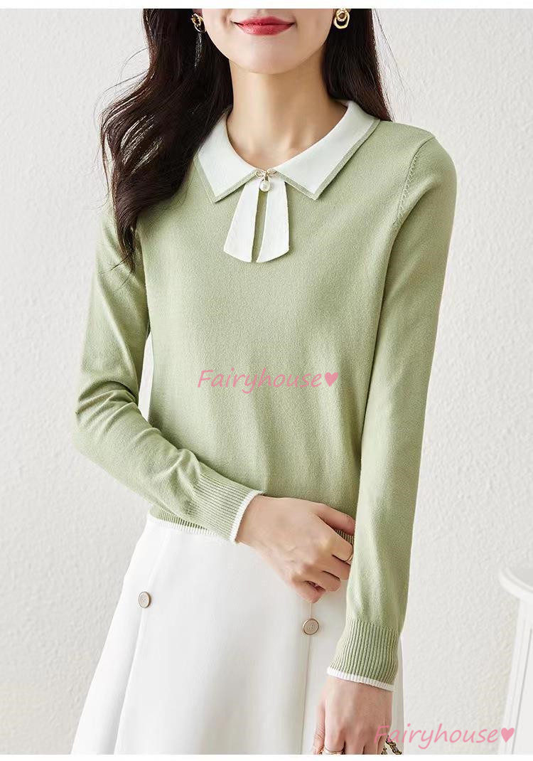 ニット セーター トップス レディース 秋冬 ラウンネック 着痩せ カジュアルニット ニットインナー 配色 長袖ニット オシャレ 40代 通勤 30代 きれいめ 