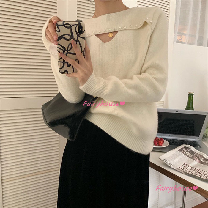 ニットトップス レディース 秋冬新作 40代 長袖 ニットトップス 韓国風 ゆったりプルオーバー オシャレ大人 50代30代 無地セーター ショット丈ニットインナー 