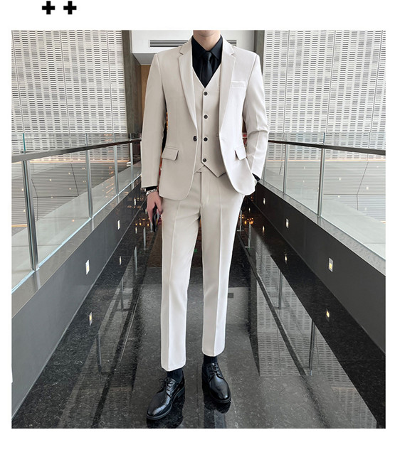 スーツ メンズ カジュアル 大きいサイズ シングル 紳士服 花婿3点セット 長袖 韓国 男性 フォーマル ベスト付き結婚式 メンズスーツ 