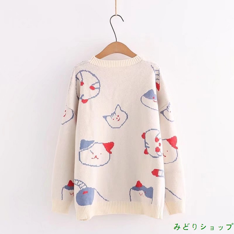 ニット セーター 猫ちゃん 長袖 森ガール レディース  