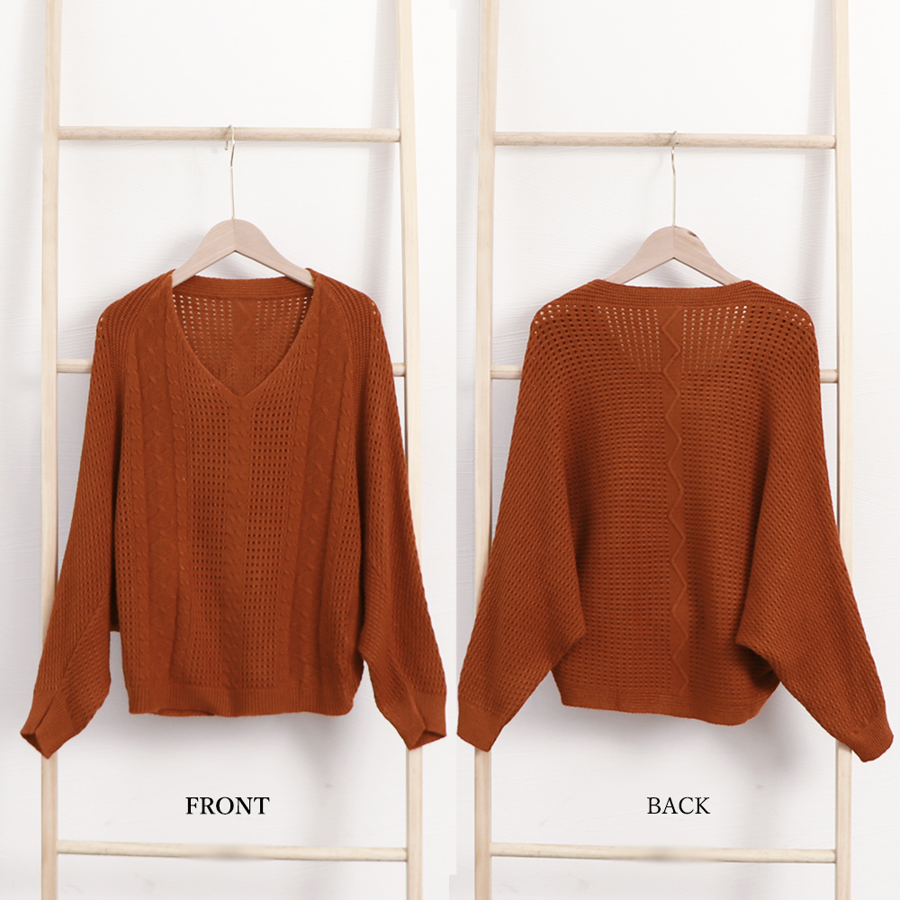 ニットトップス レディース 体型カバー秋  