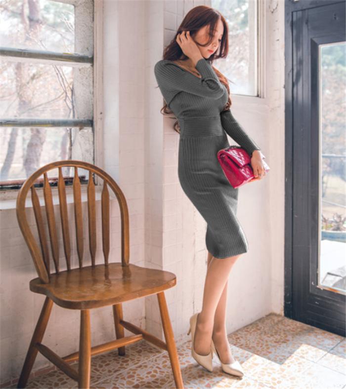 短納期！秋冬ワンピースタートルネックロング丈ニット ケーブル編みニットワンピース Aライン 袖付き Vネック 無地 通勤 二次会 カシュクールお呼ばれ 