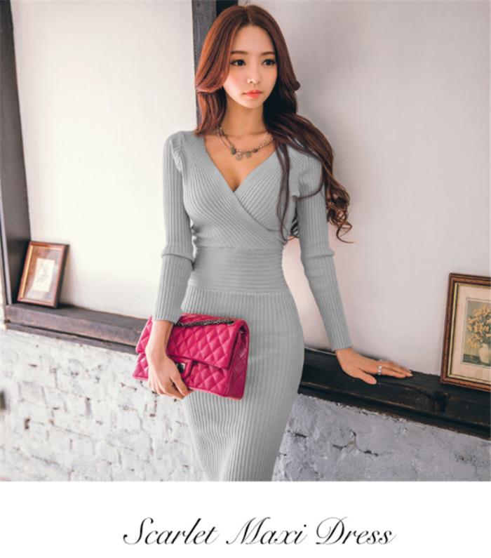 短納期！秋冬ワンピースタートルネックロング丈ニット ケーブル編みニットワンピース Aライン 袖付き Vネック 無地 通勤 二次会 カシュクールお呼ばれ 