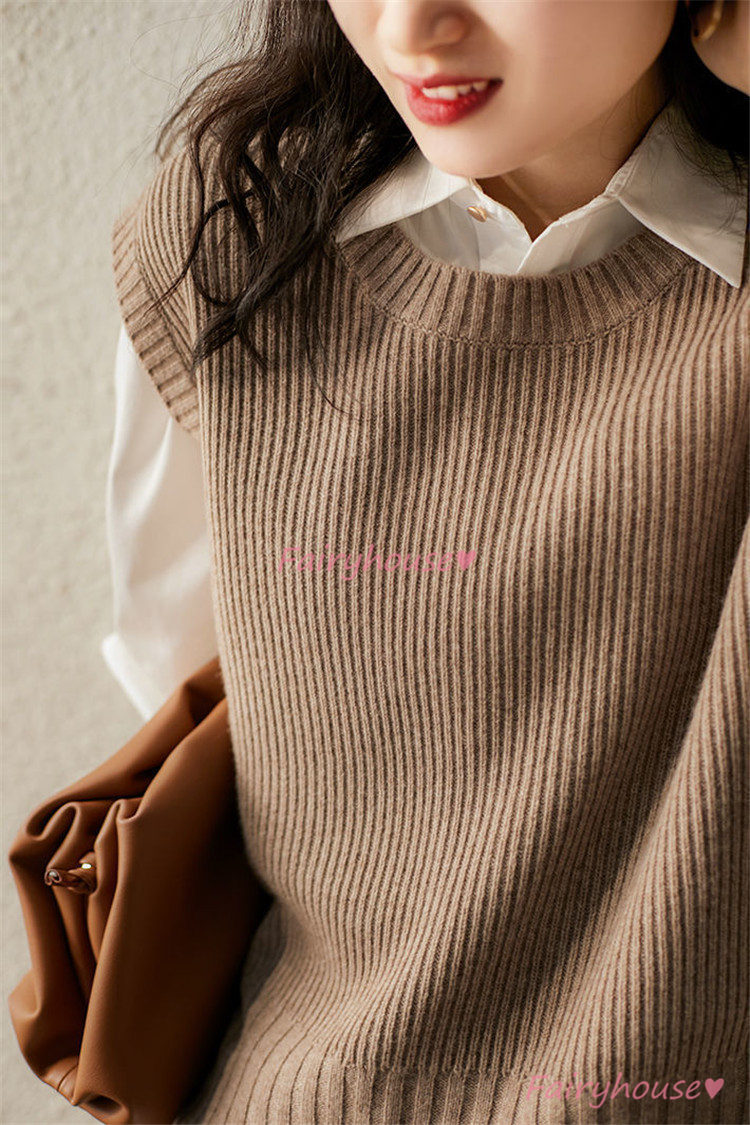 ニットベスト ベスト レディース 秋 冬 40代 ドルマンスリーブ ベストノースリーブ 重ね着 タンク トップス ラウンネック ニット 秋 タンクトップ コーデ 