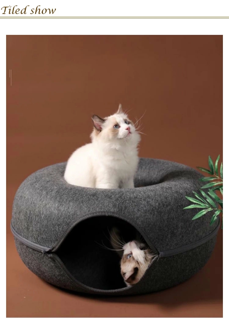 にゃんドーナツ 洗える フエルト製 ペットベッド ドーム型 猫 ギフト キャットハウス トンネル ねこハウス ペットソファー おもちゃ 寝床ハウス グッズ 
