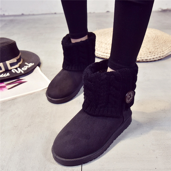 レディース ムートンブーツ ショートブーツ 冬靴 裏起毛 防寒 濃密毛 ベイリーボタン ボア 防寒ブーツ 美脚 裏毛 ニット もこもこ 