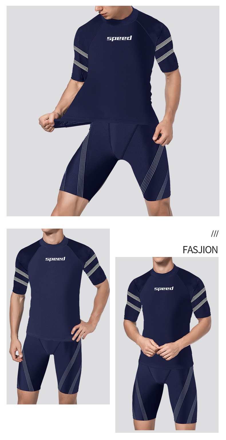 水着 競泳水着 メンズ 半袖ラッシュガード ショートパンツ スイムキャップ ボーイズ 速乾 スイムウェア 水泳 3点セット 