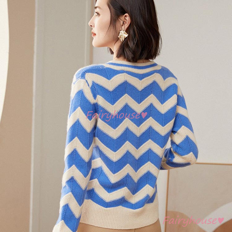 ニット セーター トップス レディース 秋冬 ラウンネック ニットインナー 着痩せ 長袖ニット カジュアルニット オシャレ 幾何柄 きれいめ 通勤 